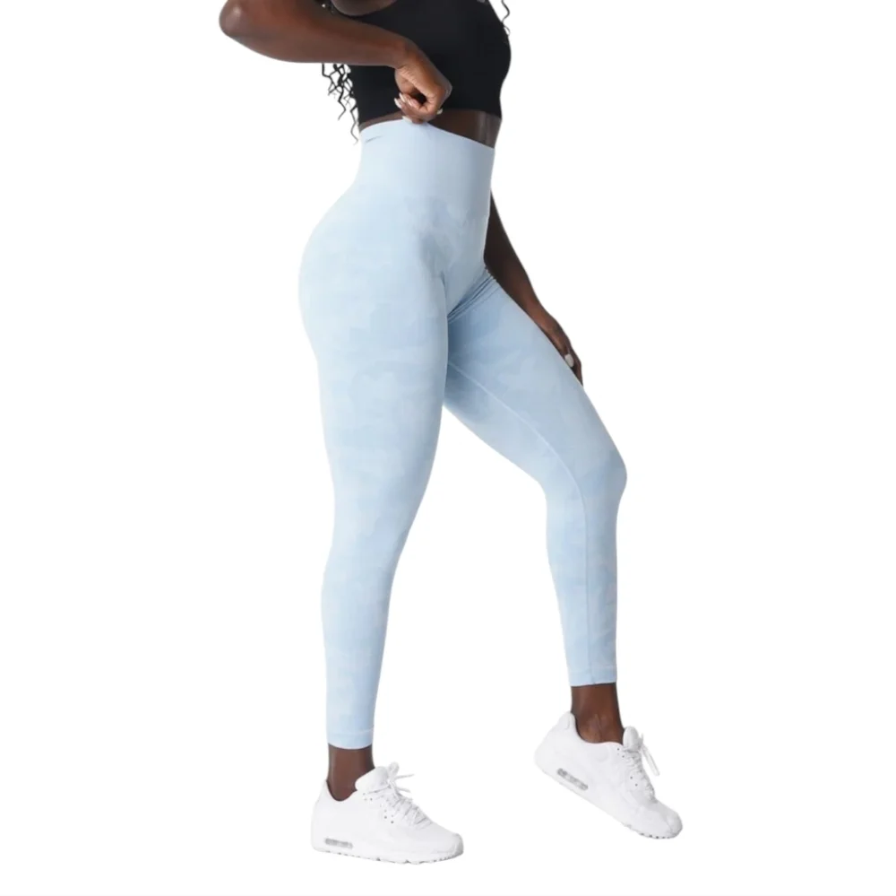 NVGTN Seamless Camo Leggings Icy Blue Womens Medium - Picture 2 of 8